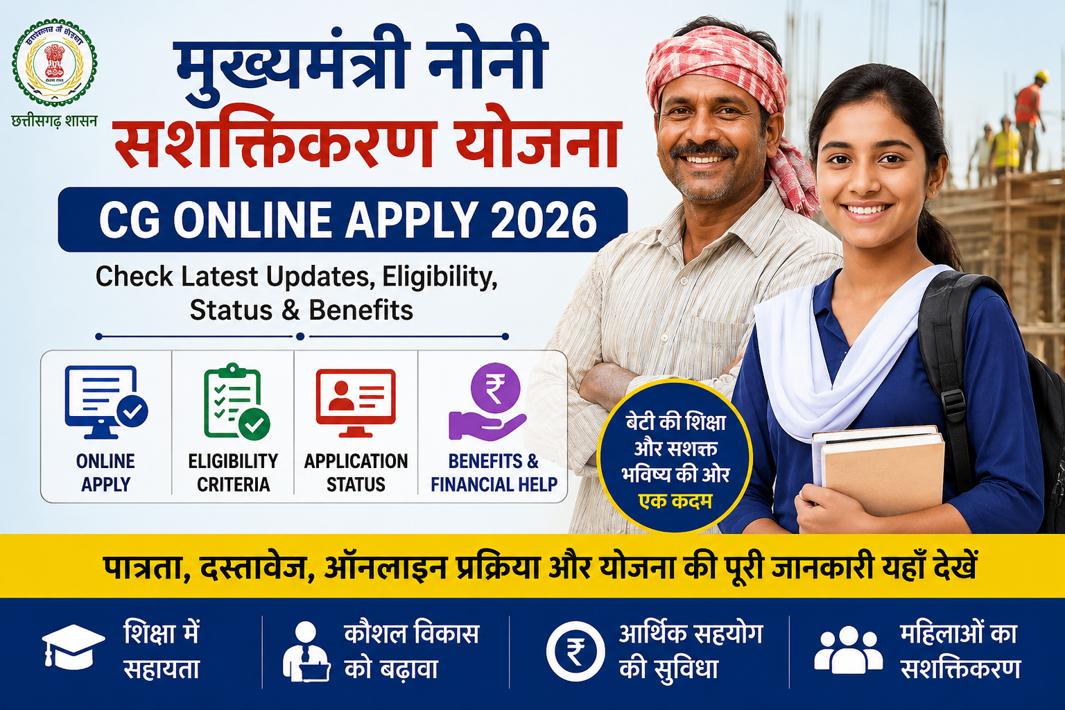 Mukhayamantri Noni Sashaktikaran Yojana CG Online Apply 2026: Check Latest Updates, Eligibility, Status & Benefits